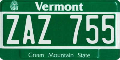 VT license plate ZAZ755