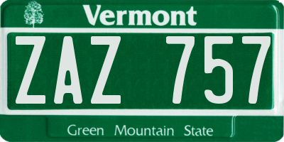 VT license plate ZAZ757