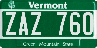 VT license plate ZAZ760
