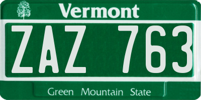 VT license plate ZAZ763