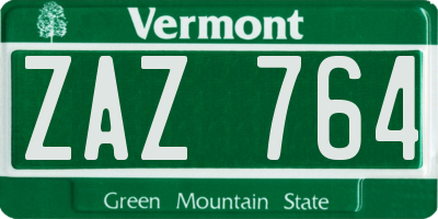 VT license plate ZAZ764