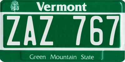 VT license plate ZAZ767