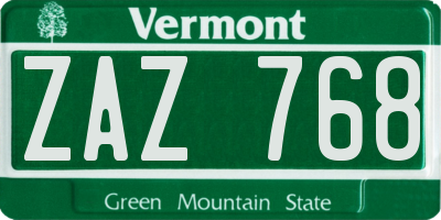 VT license plate ZAZ768