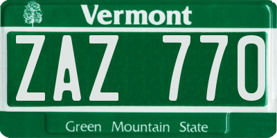 VT license plate ZAZ770