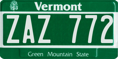 VT license plate ZAZ772