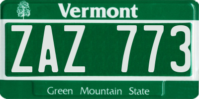 VT license plate ZAZ773