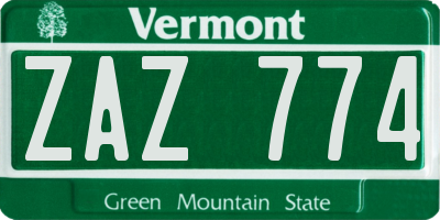 VT license plate ZAZ774