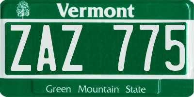 VT license plate ZAZ775