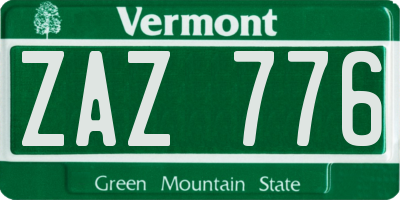 VT license plate ZAZ776