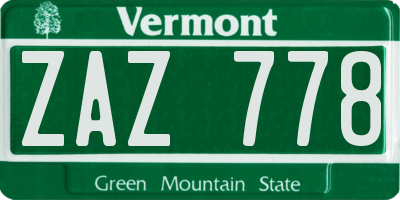 VT license plate ZAZ778