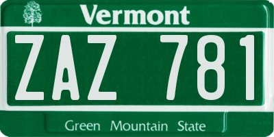 VT license plate ZAZ781
