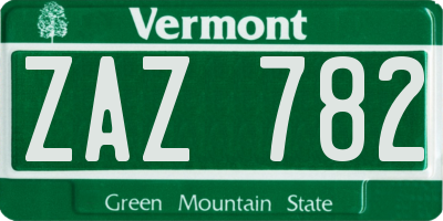 VT license plate ZAZ782