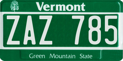 VT license plate ZAZ785