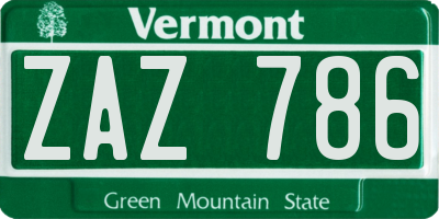VT license plate ZAZ786