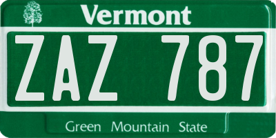 VT license plate ZAZ787