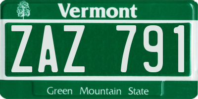 VT license plate ZAZ791