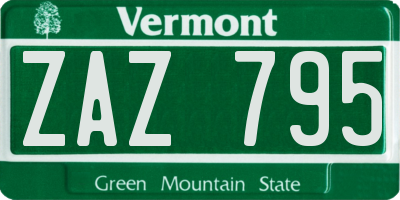 VT license plate ZAZ795