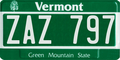 VT license plate ZAZ797