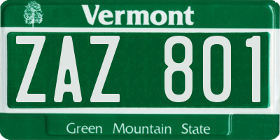 VT license plate ZAZ801