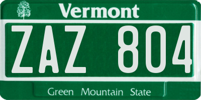 VT license plate ZAZ804