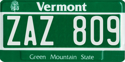VT license plate ZAZ809