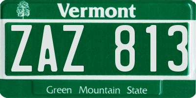 VT license plate ZAZ813