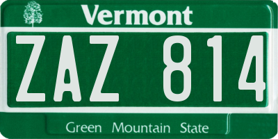 VT license plate ZAZ814