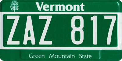 VT license plate ZAZ817