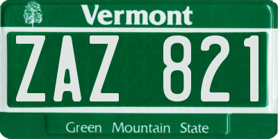 VT license plate ZAZ821