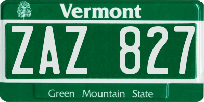 VT license plate ZAZ827