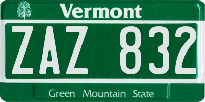 VT license plate ZAZ832