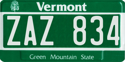 VT license plate ZAZ834