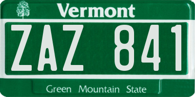 VT license plate ZAZ841