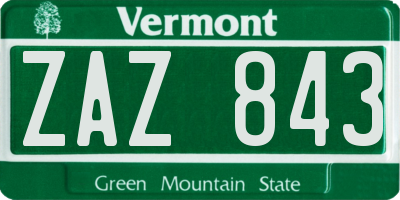 VT license plate ZAZ843