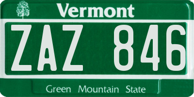 VT license plate ZAZ846