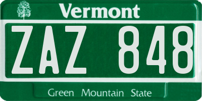 VT license plate ZAZ848