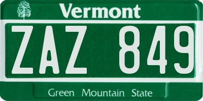 VT license plate ZAZ849