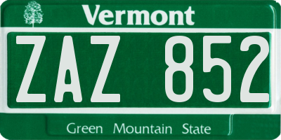 VT license plate ZAZ852
