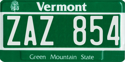 VT license plate ZAZ854
