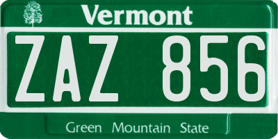 VT license plate ZAZ856