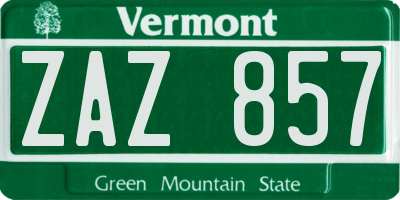 VT license plate ZAZ857