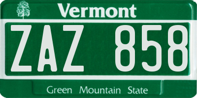 VT license plate ZAZ858