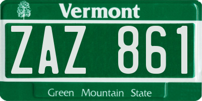 VT license plate ZAZ861