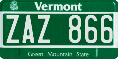 VT license plate ZAZ866