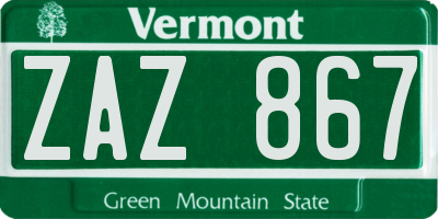 VT license plate ZAZ867