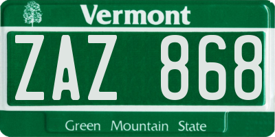VT license plate ZAZ868