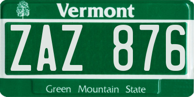 VT license plate ZAZ876
