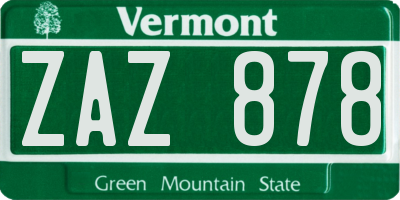 VT license plate ZAZ878