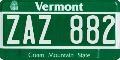 VT license plate ZAZ882