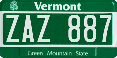 VT license plate ZAZ887